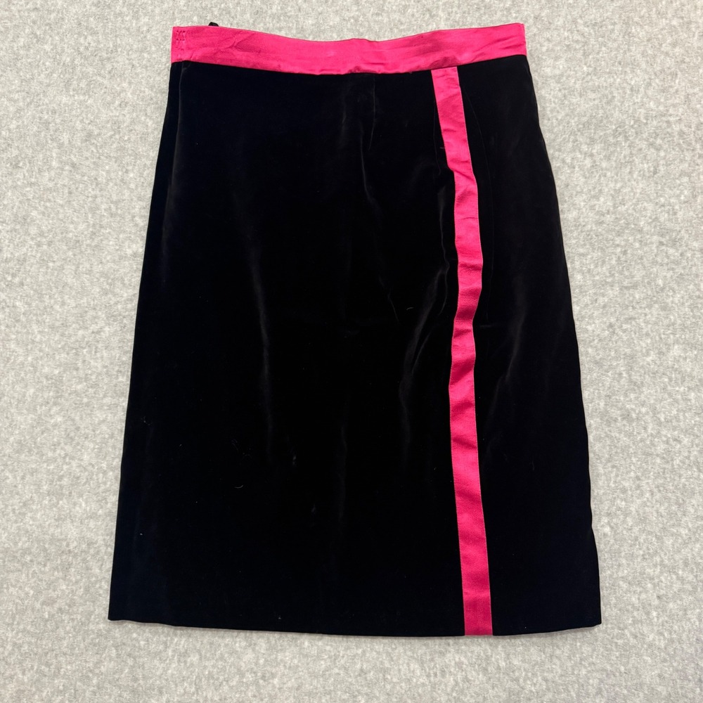 Escada Margaretha Ley Vintage Black Velvet Hot Pink Stripe Skirt Size 40 Germany